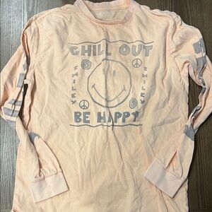 American Eagle Outfitters Peach Graphic Long Sleeve Tee